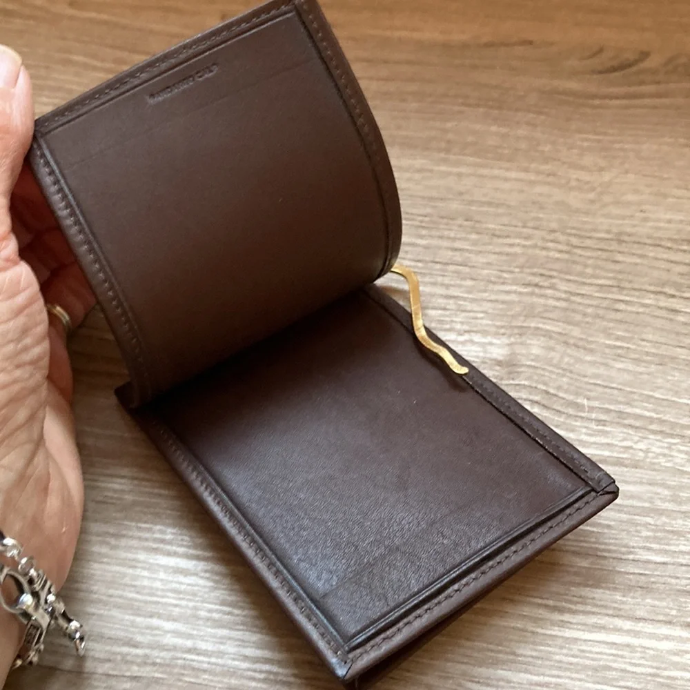 Wallet bifold with money clip in brass fandango calf leather